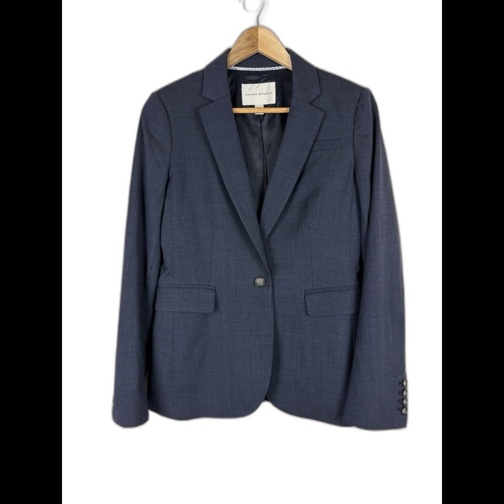 Banana Republic Women's Blazer Jacket Size 6 Navy Blue Wool Business Casual